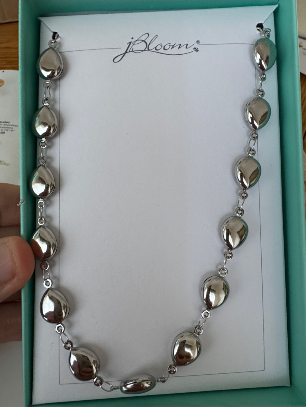 bloom Stainless Steel Silver Teardrop Link Zellie Necklace